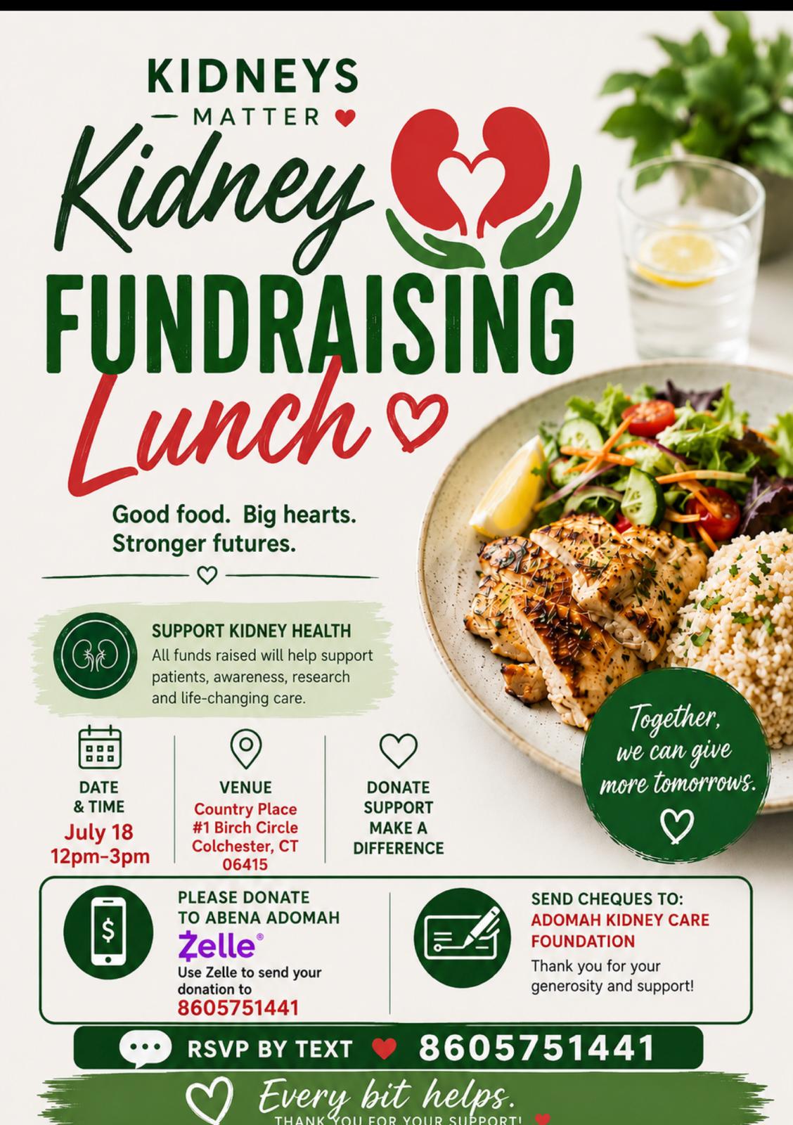 Kidney Fundraising Lunch July 18